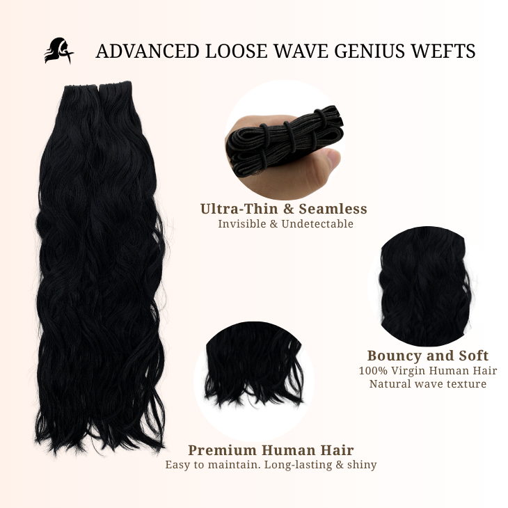 Genius Wefts Loose natural wave 60grams 18inches #1